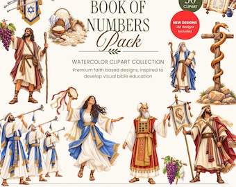 Book of Numbers Watercolor Clipart | Bible Story PNG (Digital Download)