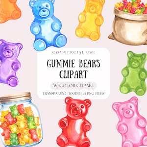 Gummy Bear Clipart | Gum Drop | Candy Png | Commercial Use | Candy Clipart | Digital Download | Yummy Bears Png | Card Making
