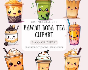 Kawaii Boba Tea Clipart | 37 PNG Files, Sticker Download