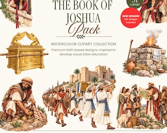 Book of Joshua Clipart | Watercolor Bible Illustrations (PNG)