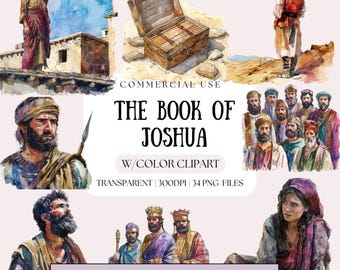 Clipart del Libro de Josué / Ilustraciones bíblicas en acuarela (PNG)