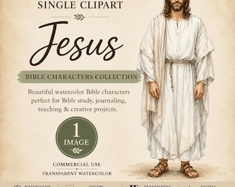Ilustração de Jesus em aquarela | Imagem cristã para imprimir (PNG, 300 DPI)