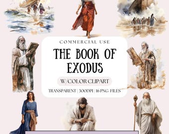 Clipart de la Biblia del Éxodo / Acuarela cristiana PNG (Descarga digital)
