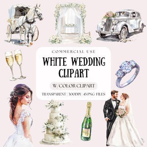 White Wedding PNG  | Watercolor Clipart | Wedding Clipart | Wedding Ring Clipart | Magical Collection | Wedding Dress | Transparent Pngs