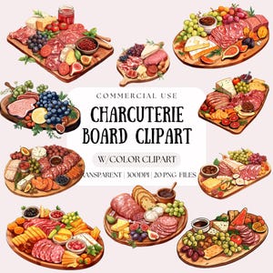 Tabla de charcutería Clipart / Acuarela de vino Clipart / Revistas basura / Clipart de fiesta / Clipart de tabla de quesos / Clipart de invitación a fiesta