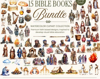 Bibel Clipart Bundle | Aquarell Christliche Illustrationen (Digitaler Download)