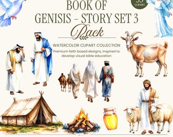 Genesis Bible Clipart: Noah's Ark Animals (Digital Download, 33 PNGs, Commercial Use Allowed)