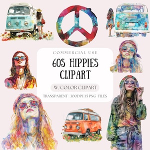 Hippy Girl psychedelische vrede 60' | Hippie-clipart | Hippy Girl Glasses Peace psychedelische poster 60' | Direct downloaden