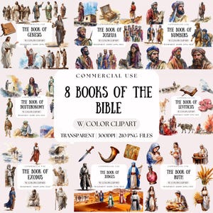 Bibel Bücher Clipart Bundle | Christian Pack | Buch Exodus | Kirchenführer | Glaube Clipart | Jesus Clipart | Christliche Clipart-Set