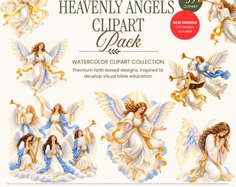 Christmas Angel Watercolor Clipart | Nativity PNG Set