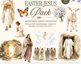 Watercolor Easter Jesus Clipart | Christian PNG (Digital Download)
