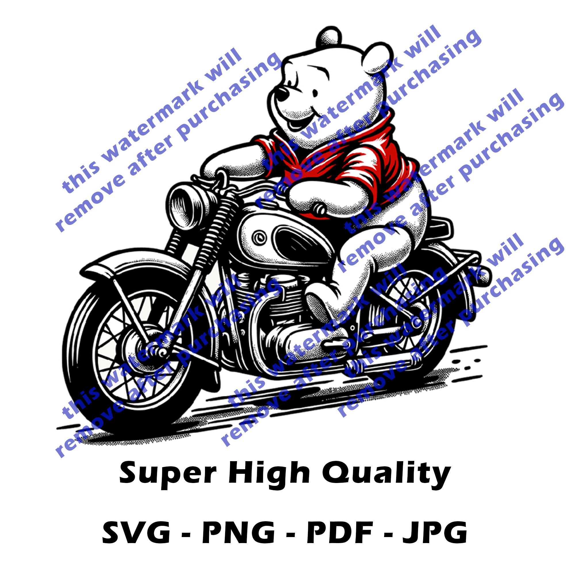 Motorcycle Riders Pooh Winnie the Pooh Bundle SVG, Pooh SVG Bundle, Bundle Layered Svg, Winnie ...