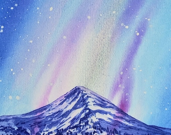 Tarjeta de felicitación en blanco - Acuarela Celestial Summit - 4x6 pulgadas