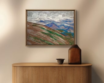 Paisaje de montaña en fieltro de lana - 18 x 24 pulgadas