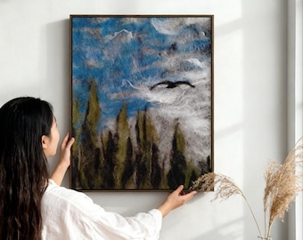 Horizonte forestal de fieltro de lana - 16 x 20 pulgadas