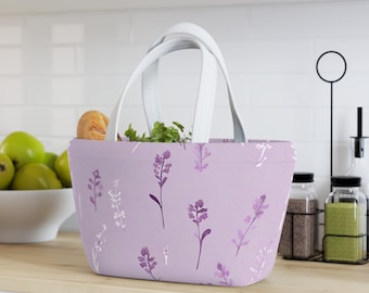 Lunch bag pink floral lunch tote picnic tote purple lunch bag neoprene lunch bag work lunch bag office lunch bag floral lunch bag for work