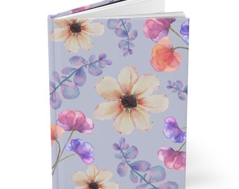 Hardcover, mat gevoerd dagboek, aquarel bloemenomslag, notitieboekje met bloemenvoering, dagelijks persoonlijk notitieboekje, dagelijks gevoerd, bloemendagboek, hardback