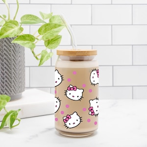 16oz Glass Can Tumbler-Hello Kitty