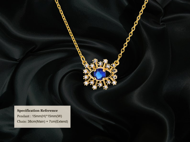 Turkish Evil Eye Necklace Gold Stainless Steel Zircon Pendant for Women ...