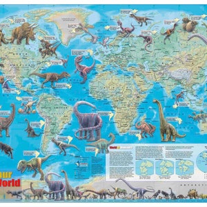 Dinosaur World Map Signed Limited Print Poster 2'x3' Heavyweight Paper 20 Jahre Jubiläum 2023 Revision
