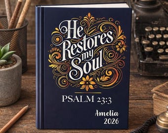 Personalized Christian Prayer Journal, Psalm 23, Devotional Notebook