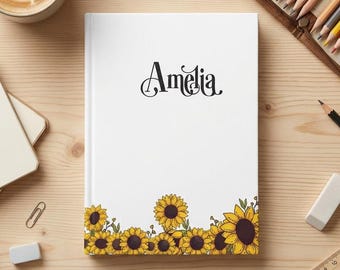 Personalized Sunflower Journal - Floral Notebook