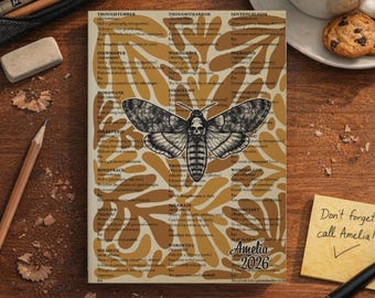 Customizable Death's-Head Hawkmoth Journal, Vintage Entomology Art