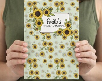 Personalized Sunflower Prayer Journal, Christian Gift for Women