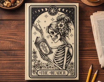 Vintage Tarot Journal, Gothic Skeleton Reader Notebook, Celestial Book Lover Diary
