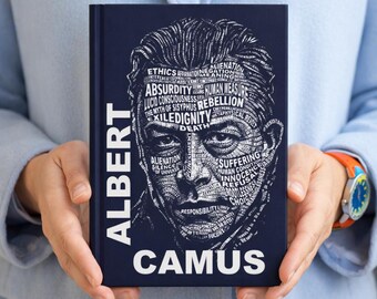 Albert Camus Typographic Portrait Journal, Lined Notebook