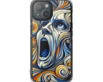Magnetic Clear Impact Cases - Expressionist Art Print - Surreal Abstract Face Design, Dynamic Modern Art, Unique Colorful iPhone Art