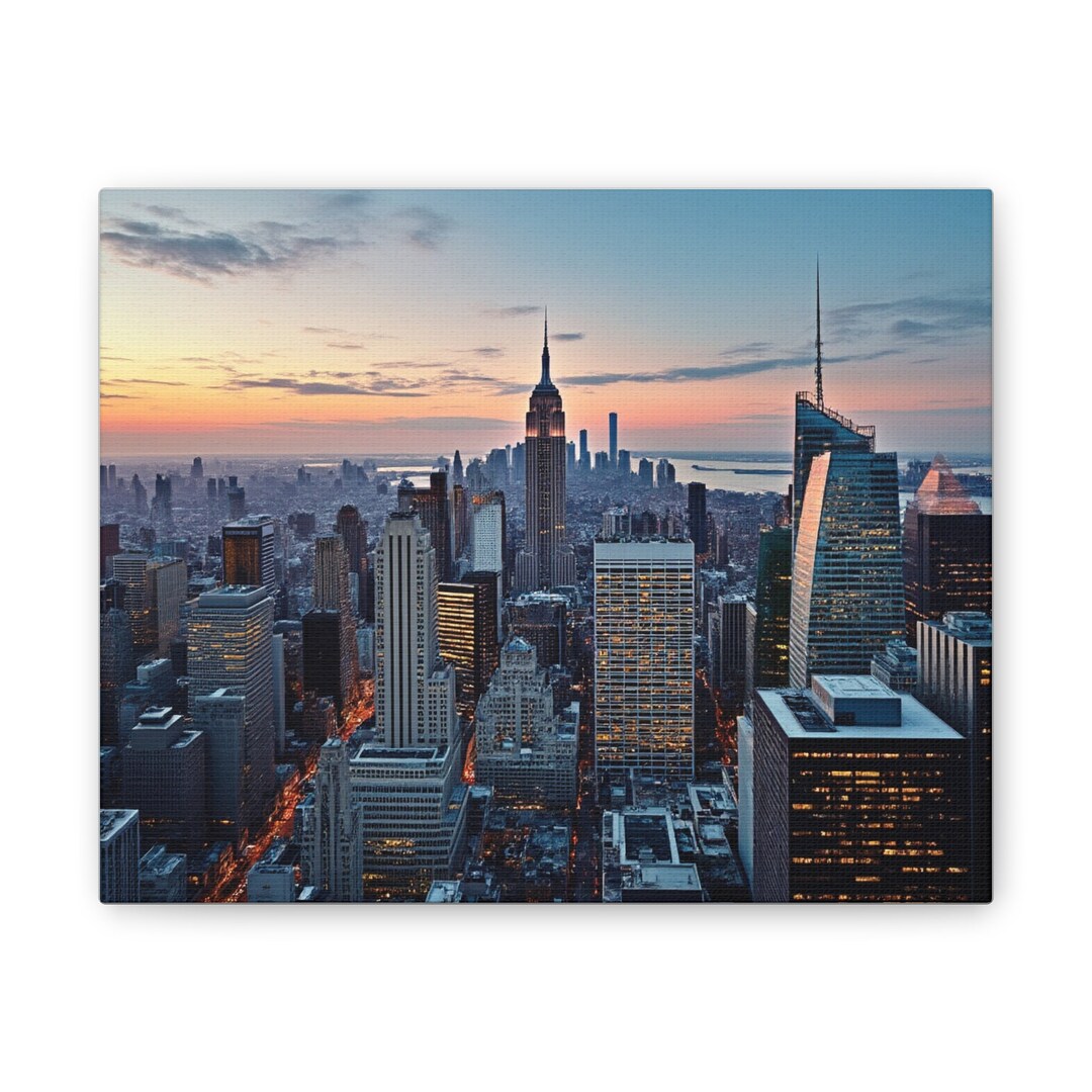 Image showcasing Stunning New York City Skyline Canvas Print, Large NYC Wall Art, Empire ...