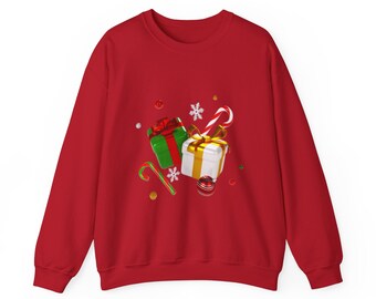 Unisex Heavy Blend™ Crewneck Sweatshirt - Holiday Cheer Gift Wrapped Sweatshirt - Festive Christmas Apparel