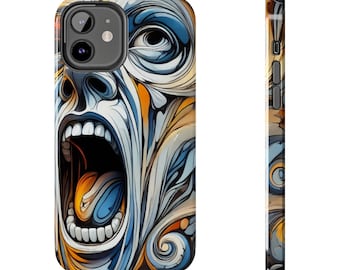 Tough Phone Cases - Screaming Chaos - Abstract Expressionist Art Print, Halloween Artwork, Bold Modern Wall Decor, Dynamic Colorful Painting