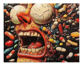 Pill Popper's Pandemonium Jigsaw Puzzle with Tin
