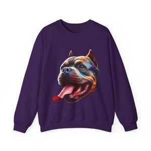 Unisex Heavy Blend™ Crewneck Sweatshirt Vibrant Bulldog Art Sweatshirt, Colorful Abstract Dog Design, Unisex Streetwear Pullover