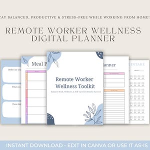 Remote Worker Wellness Digital Planner | Self-Care and Productivity Journal for Digital Planning and Journaling