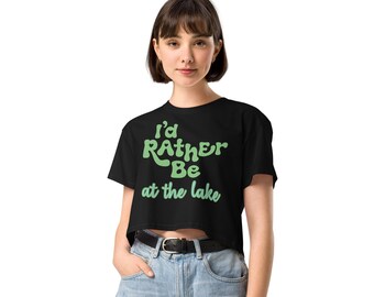 Sjökort T-shirt Rather be at the lake crop top Lake Vacation T-shirt Sommartröja Present till henne