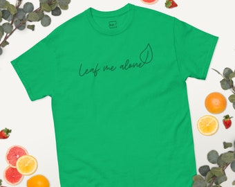 T-shirt Leaf Me Alone zwart-wit T-shirt natuurliefhebber shirt buitencadeau