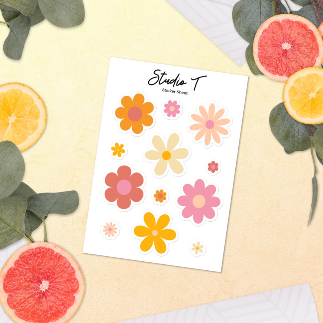 Flower Sticker Sheet Journal Supplies Scrapbook Stickers Floral - Etsy