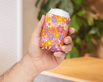 Enfriador de latas con estampado floral, enfriador de latas con estampado floral, regalo de picnic