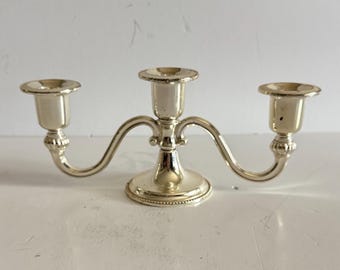 Vintage Silverplate Candelabra Candle Holder, Small 3 Arm Silver Candle Holder, Cottage Decor, French Country Decor, Vintage Centerpiece
