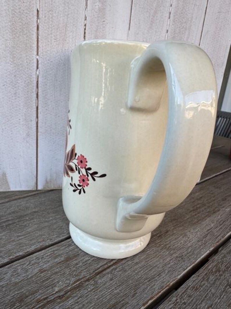 Vintage Pottery Pitcher Cream Color With Red Heart Folk Art Farmhouse ...