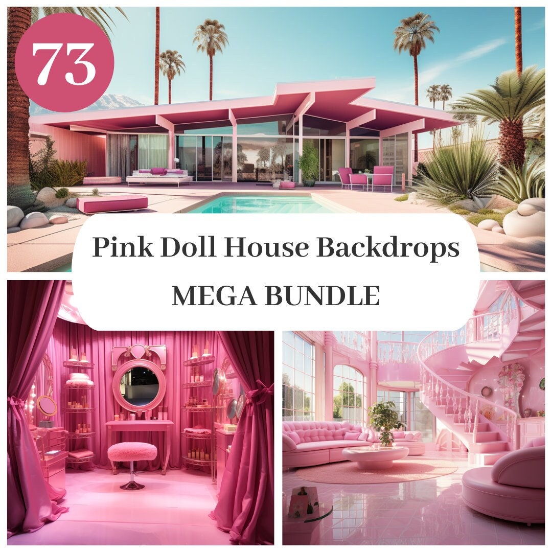 73 MEGA BUNDLE Pink Dollhouse Backdrop, Dollhouse Background, Bundle ...