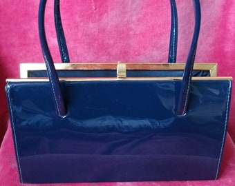 vintage Blue patent Handbag