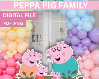 Peppa Pig,Peppa Pig Schlamm Party,Peppa Pig Big Decor,Peppa Pig Familie,Peppa Geburtstagsparty,Peppa Pig Familie Ausschnitt, Schlammparty Ausschnitt