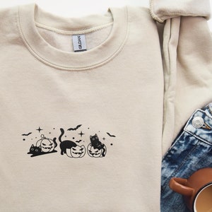 Halloween Embroidered Sweatshirt, Halloween Sweatshirt, Halloween Shirt, Ghost Sweatshirt, Halloween Unique-Fall Sweatshirt*Spooky Season-G3