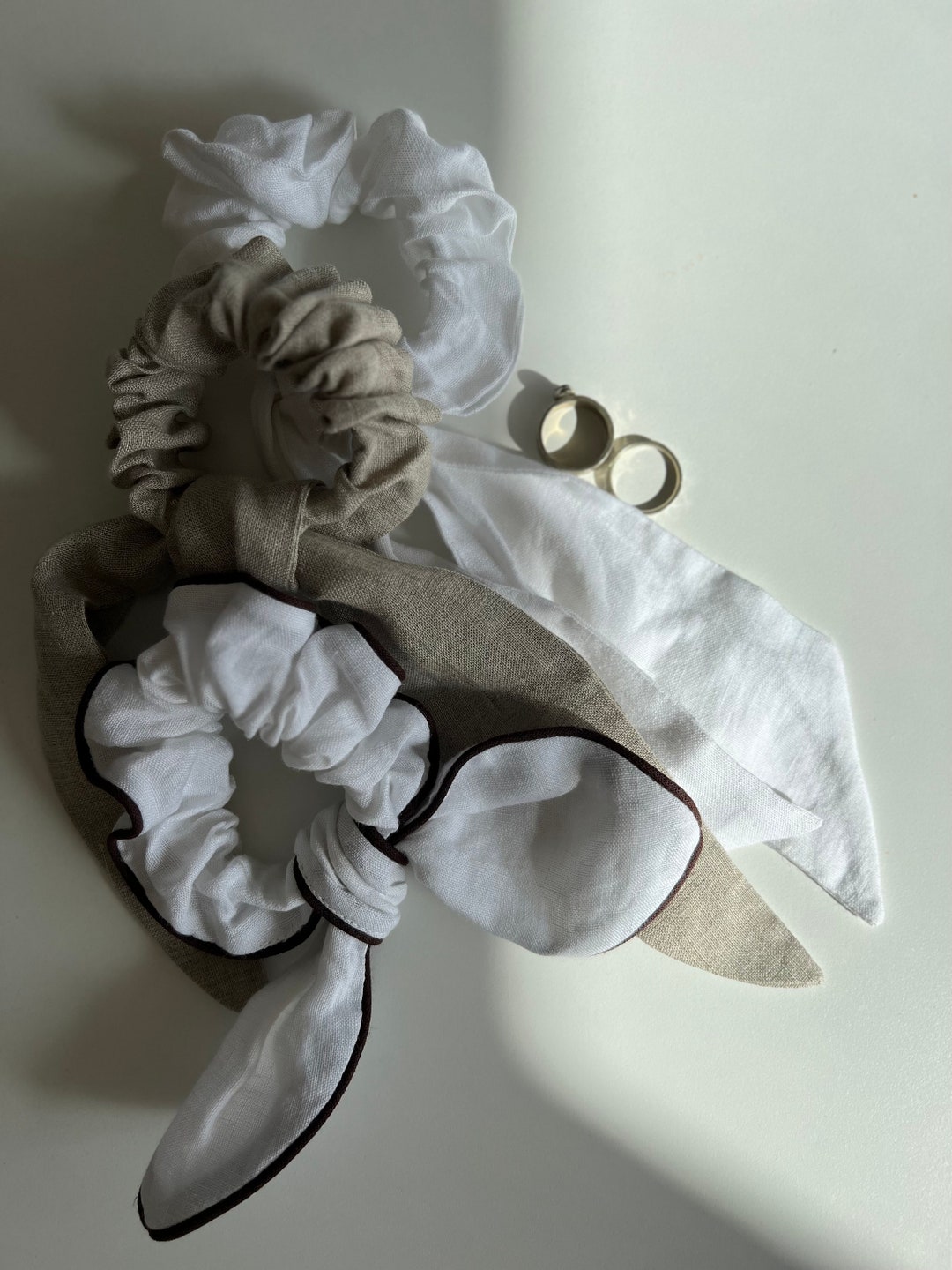 Handmade Linen Scrunchies. Linen Hair Accessories Handmade Linen Scrunchies. Linen Hair Accessories