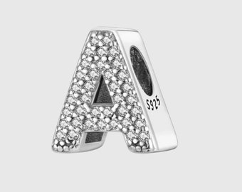 Ciondolo per braccialetto con lettere dell'alfabeto dalla A alla Z / Argento sterling 925 / Ciondolo per braccialetto / Idea regalo per lei