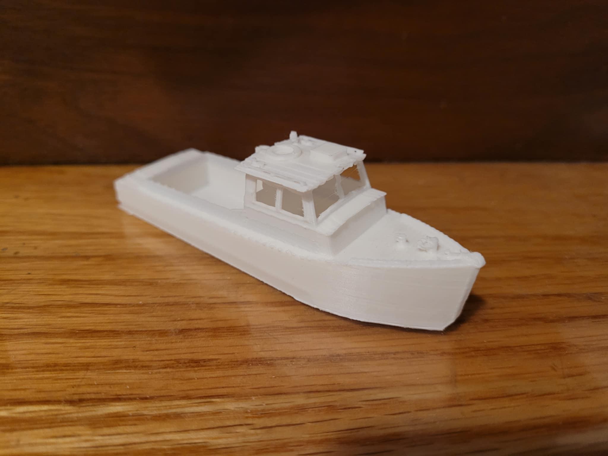 HO Scale White Tugboat Model – Paintable Plastic For Train Scenery